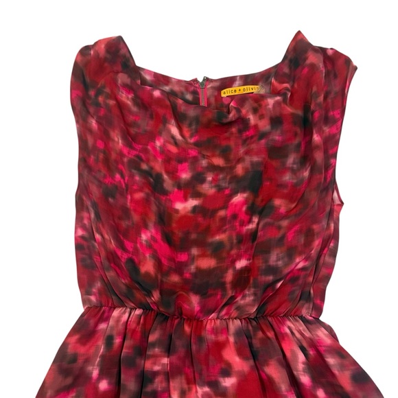 $396 ALICE + OLIVIA MULTI-COLORS SILK COWL NECK SLEEVELESS DRESS SIZE S - Picture 9 of 14